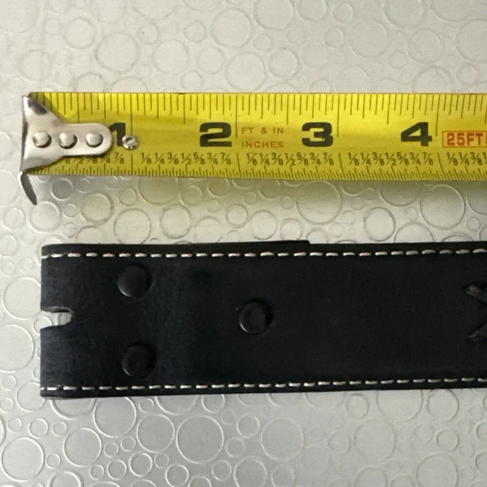 Nocona Black Leather Western Belt Strap No Buckle 32 Concho Laced Edge Cowboy